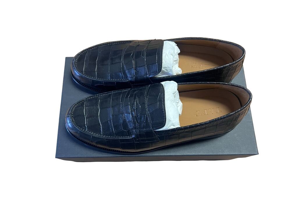Taft Sterling Loafer Black Croc Embossed Leather Men's 10.5 Handcrafted Spain